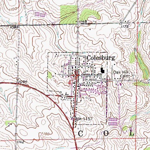 Topographic Map of Colesburg, IA
