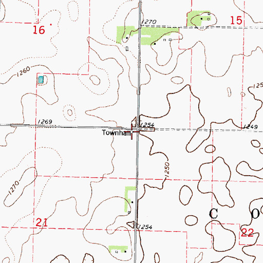 Topographic Map of Colfax Township Hall, IA