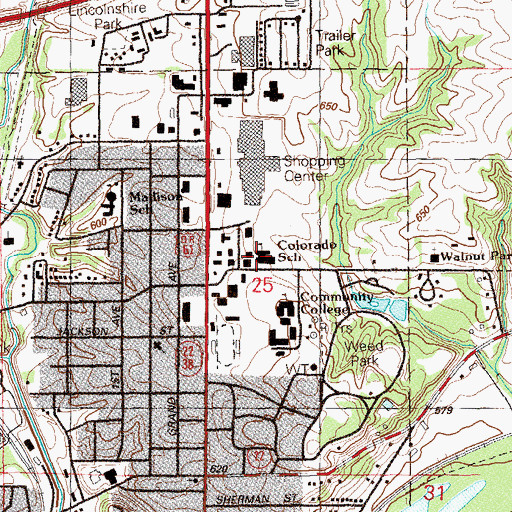Topographic Map of Colorado Elementary School, IA