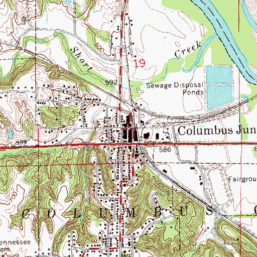 Topographic Map of Columbus Junction, IA