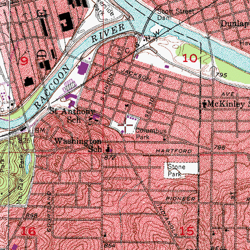 Topographic Map of Columbus Park, IA