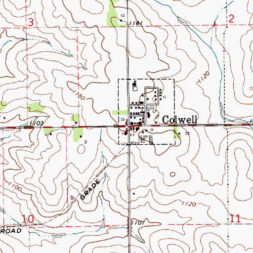 Topographic Map of Colwell, IA