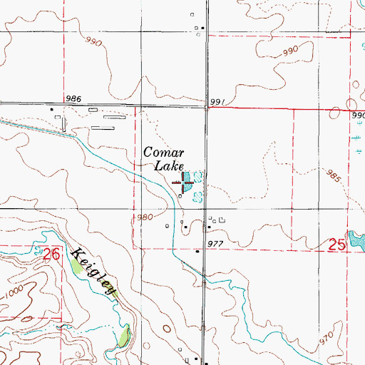 Topographic Map of Comar Lake, IA