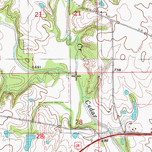 Topographic Map of Competine Creek, IA