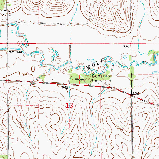 Topographic Map of Conants Park, IA