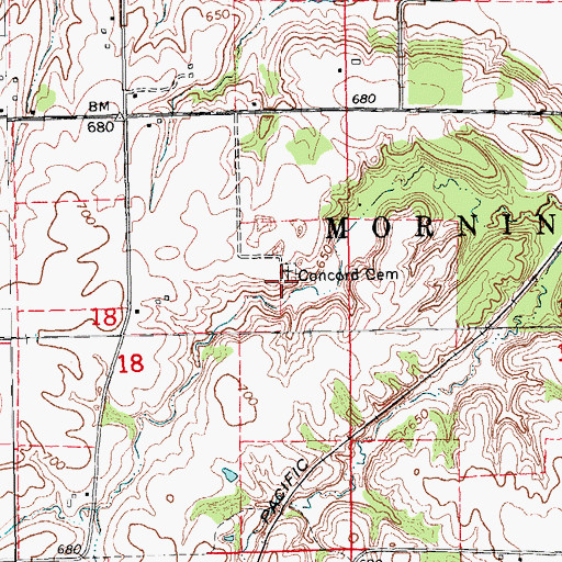 Topographic Map of Concord Cemetery, IA