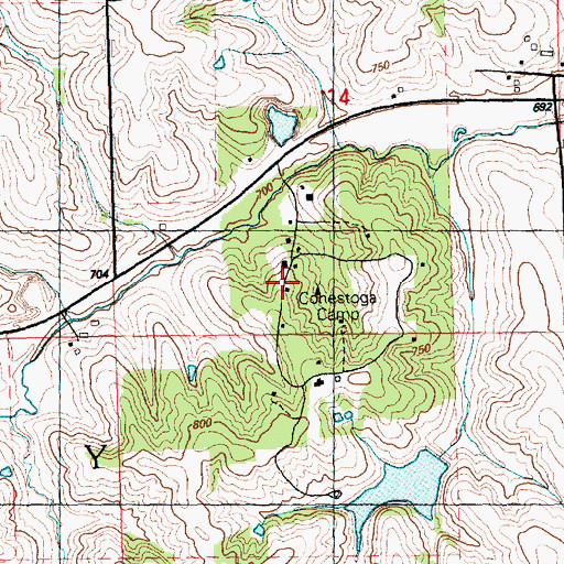 Topographic Map of Conestoga Girl Scout Camp, IA