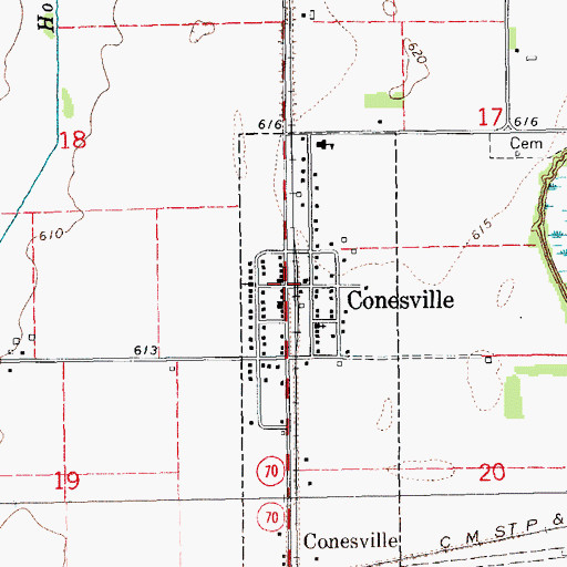 Topographic Map of Conesville, IA