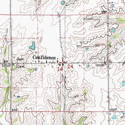 Topographic Map of Confidence, IA