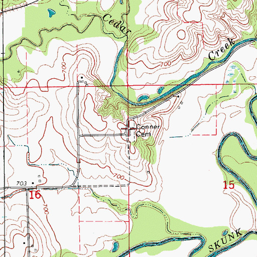 Topographic Map of Conner Cemetery, IA