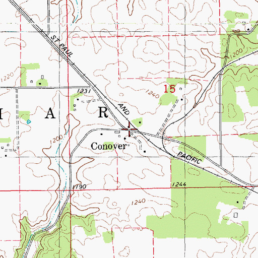 Topographic Map of Conover, IA