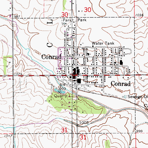 Topographic Map of Conrad, IA
