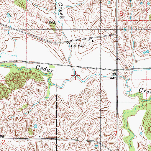 Topographic Map of Contrary Creek, IA