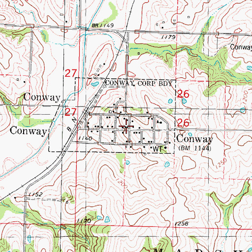 Topographic Map of Conway, IA