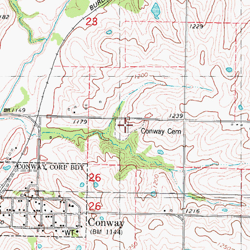 Topographic Map of Conway Cemetery, IA