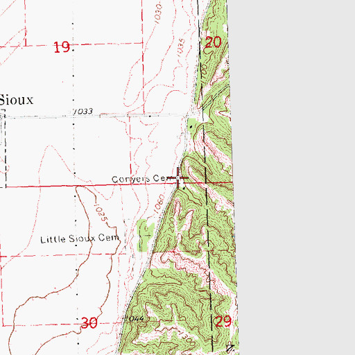 Topographic Map of Conyers Cemetery, IA
