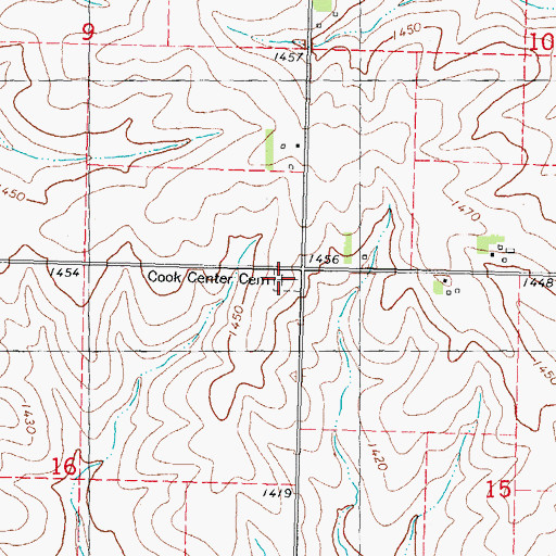 Topographic Map of Cook Center Cemetery, IA