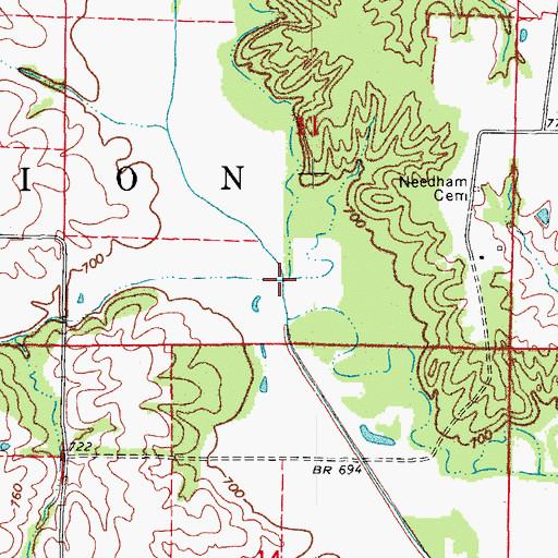 Topographic Map of Cook Creek, IA