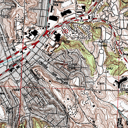 Topographic Map of Cook Park, IA