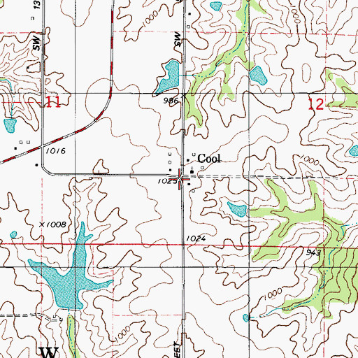 Topographic Map of Cool, IA
