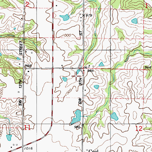 Topographic Map of Cool School, IA
