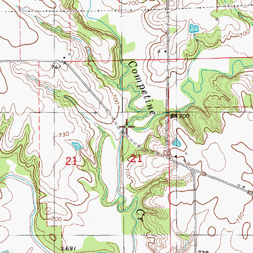 Topographic Map of Coon Cemetery, IA