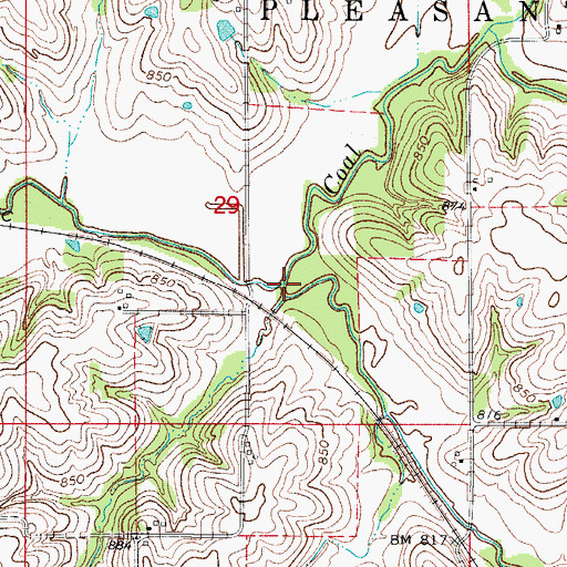 Topographic Map of Coon Creek, IA
