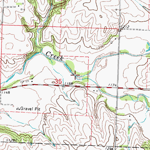 Topographic Map of Coon Creek, IA
