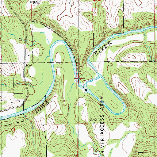 Topographic Map of Coon Creek, IA