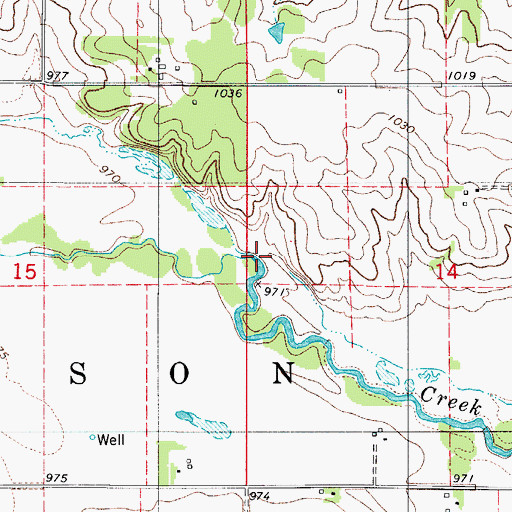 Topographic Map of Coon Creek, IA