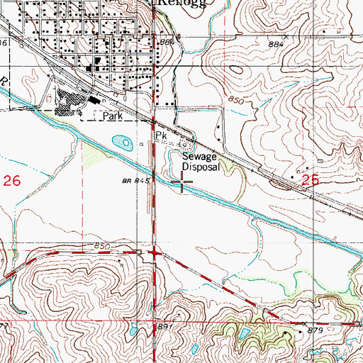 Topographic Map of Coon Creek, IA