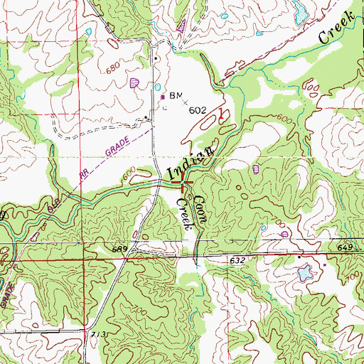 Topographic Map of Coon Creek, IA