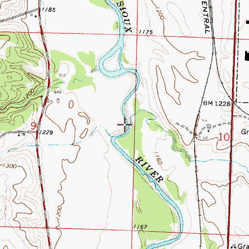 Topographic Map of Coonley Creek, IA