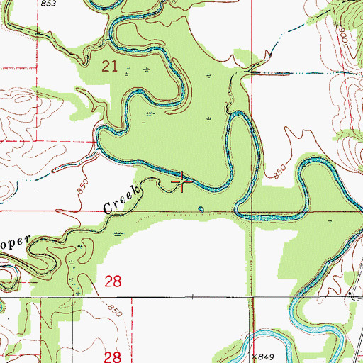 Topographic Map of Cooper Creek, IA