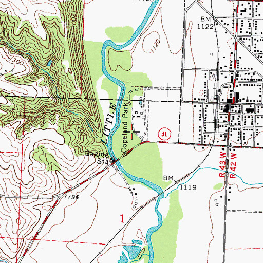 Topographic Map of Copeland Park, IA