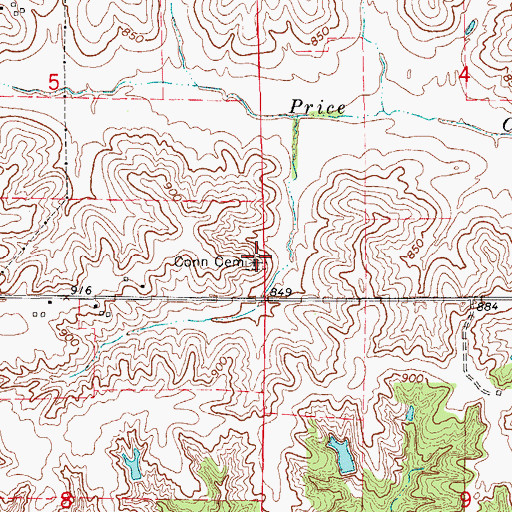 Topographic Map of Conn Cemetery, IA