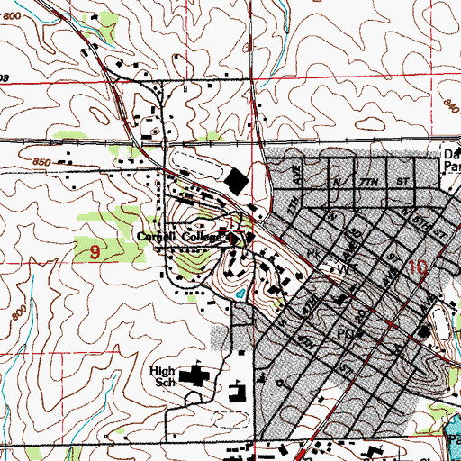 Topographic Map of Cornell College, IA