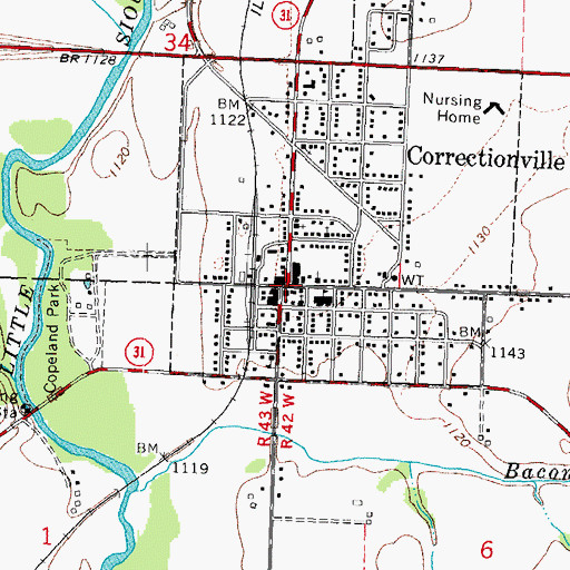 Topographic Map of Correctionville, IA