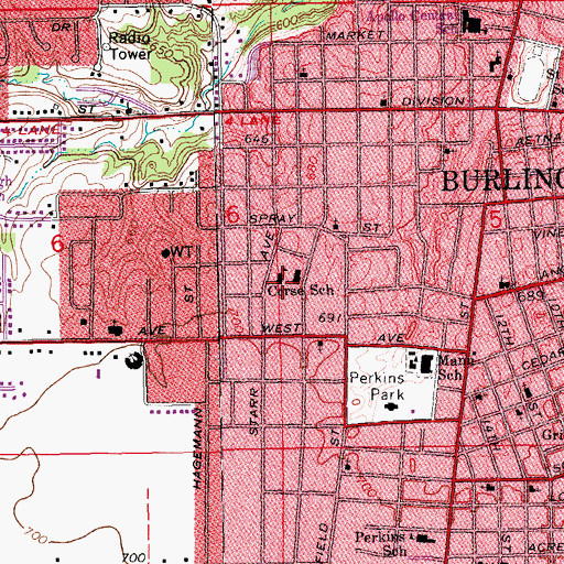 Topographic Map of Corse Elementary School, IA
