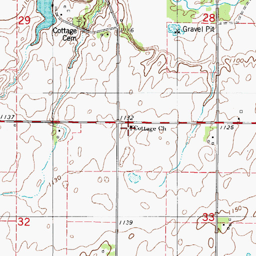 Topographic Map of Cottage Community Church, IA