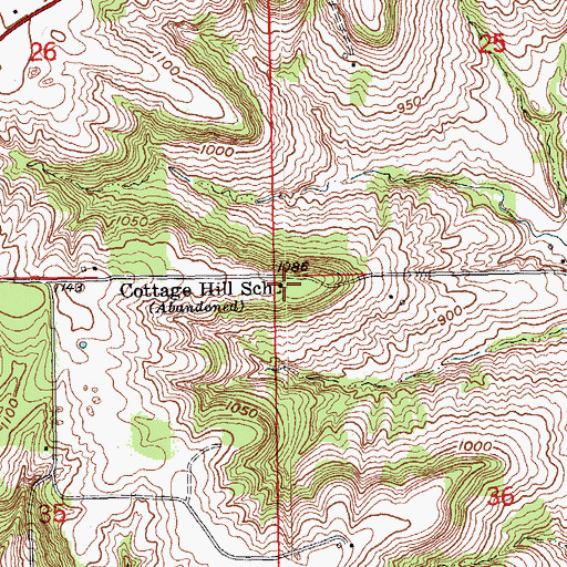 Topographic Map of Cottage Hill School, IA