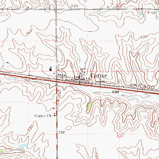 Topographic Map of Cotter, IA