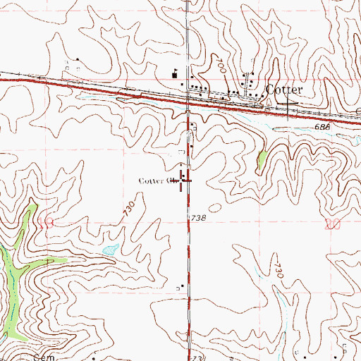 Topographic Map of Cotter Church, IA
