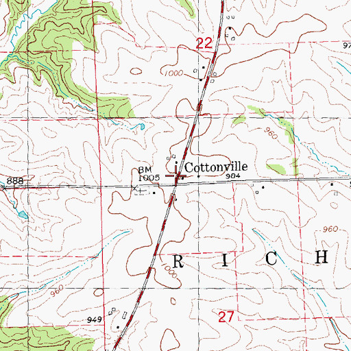Topographic Map of Cottonville, IA