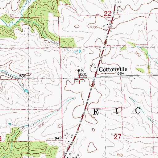 Topographic Map of Cottonville Cemetery, IA