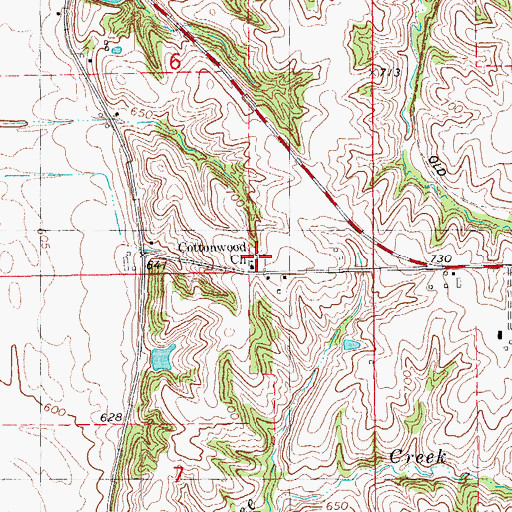 Topographic Map of Cottonwood Church, IA