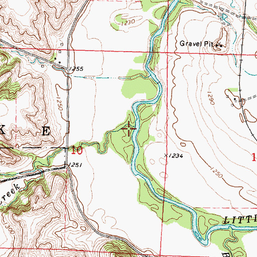 Topographic Map of Cottonwood Creek, IA