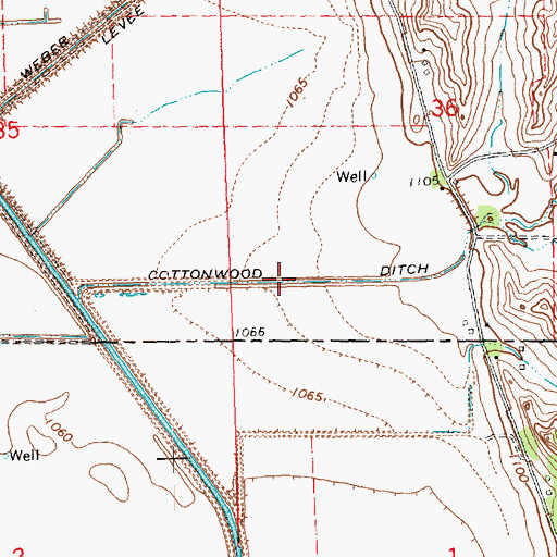 Topographic Map of Cottonwood Ditch, IA