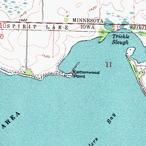 Topographic Map of Cottonwood Point, IA