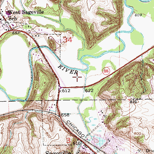 Topographic Map of Couler Valley, IA